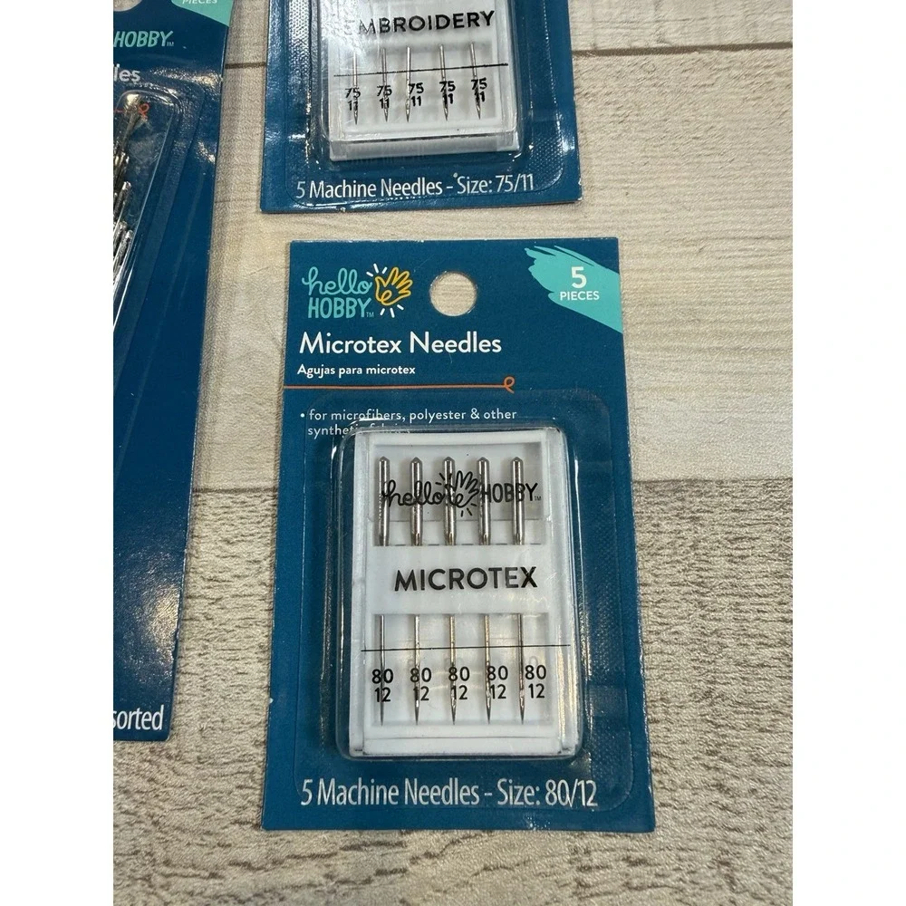 Hello Hobby Needle Lot Embroidery Microtex Doll Hand Machine Needles 15 Pc